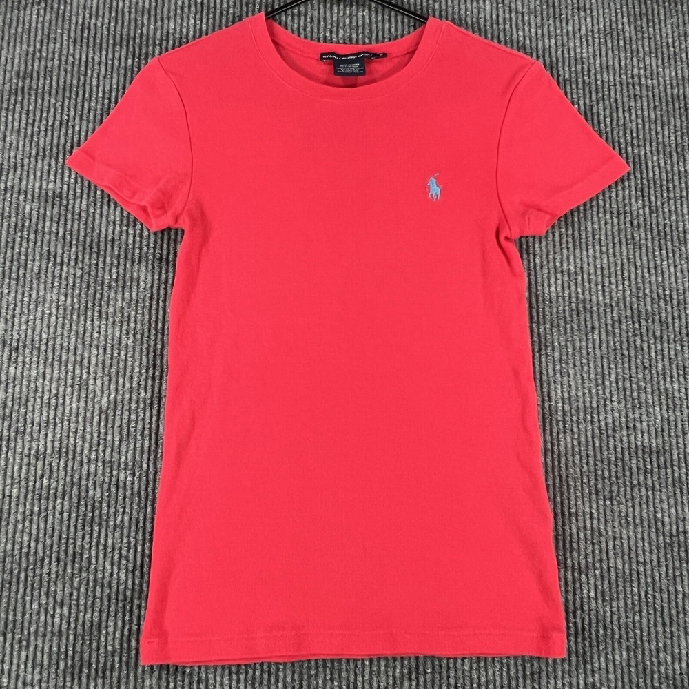 Ralph‎ Lauren Shirt Youth Girls Medium Red Short Sleeve Sport Cotton